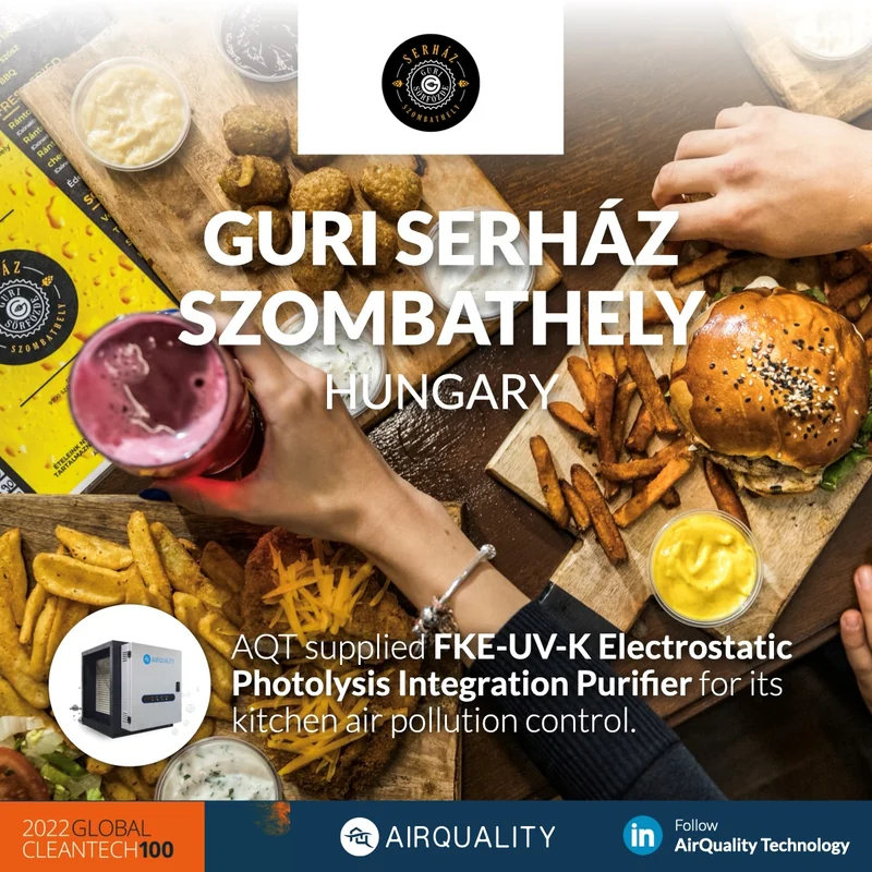 Guri Serház, Szombathely: FKE-UV-K elektrosztatikus és UV-fokozatú levegőtisztító a konyhai elszívott levegőre
